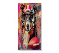 Couverture de porte extérieure de chien Rough Collie - 91,4 x 183 cm - Motif chiot de football américain - Rugby - Bannière de porte avant et arrière - Décoration d'intérieur amusante pour porche