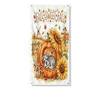 Couverture de porte extérieure de chien schnauzer d'automne 91,4 x 182,9 cm, citrouille et tournesol, bannière de porte d'entrée, de sortie, décoration d'intérieur de ferme