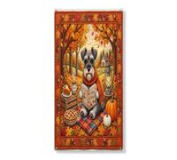 Couverture de porte extérieure de chien schnauzer d'automne 91,4 x 182,9 cm, style matelassé d'automne, bannière de porte avant et arrière, décoration de porche d'intérieur de campagne
