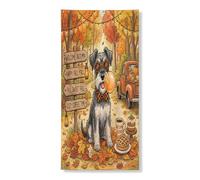 Couverture de porte extérieure de chien schnauzer d'automne 91,4 x 183 cm, décoration de porte d'entrée et de sortie, décoration de maison imprimée pour maison, porche, décoration d'intérieur