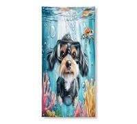 Couverture de porte extérieure de chien schnauzer d'été 91,4 x 183 cm, maison de chiot nautique de mer de l'océan Bannière de porte d'entrée et de sortie, décoration amusante imprimée animal de