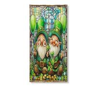 Couverture de porte extérieure de la Saint-Patrick 91,4 x 183 cm, trèfle léprechaun, maison en verre teinté, bannière de porte d'entrée, de sortie, décoration amusante imprimée pour la maison, le
