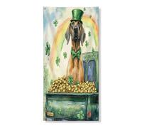 Couverture de porte extérieure de la Saint-Patrick avec chien dogue allemand, 91,4 x 182,9 cm, maison de ferme, camion, chiot, maison d'entrée, décoration de porche d'intérieur arc-en-ciel