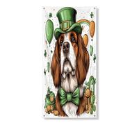 Couverture de porte extérieure de la Saint-Patrick avec chien Saint-Bernard 91,4 x 183 cm, motif chiot mignon imprimé amusant pour porte d'entrée, décoration d'intérieur et de porche