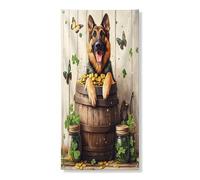 Couverture de porte extérieure de la Saint-Patrick, berger allemand, 91,4 x 182,9 cm, maison de chiot rustique et amusante, bannière de porte d'entrée et de sortie, décoration d'intérieur imprimée