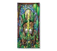 Couverture de porte extérieure de la Saint-Patrick en forme d'âne 91,4 x 183 cm, en vitrail pour porte d'entrée, sortie, décoration d'intérieur et de porche