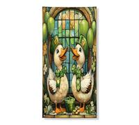 Couverture de porte extérieure de la Saint-Patrick en forme de canard volaille 91,4 x 182,9 cm, coq en vitrail pour porte d'entrée et de sortie, décoration d'intérieur et de porche