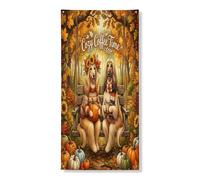 Couverture de porte extérieure de lévrier afghan d'automne, 91,4 x 182,9 cm, motif citrouille de forêt d'automne, bannière d'entrée, décoration d'intérieur cool pour porche