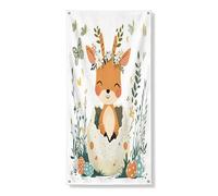 Couverture de porte extérieure de printemps de Pâques, antilope, faune sauvage, 91,4 x 182,9 cm, motif animaux sauvages, œufs groovy amusants, bannière de porte avant et arrière, décoration