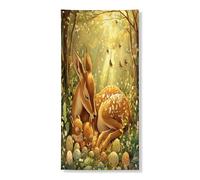 Couverture de porte extérieure de printemps de Pâques, antilope, faune sauvage, 91,4 x 182,9 cm, œufs d'animaux sauvages de la forêt, bannière de porte avant et arrière, décoration de porche