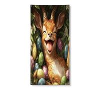 Couverture de porte extérieure de printemps de Pâques, antilope, faune sauvage, 91,4 x 182,9 cm, œufs d'animaux sauvages, maison avant et arrière, bannière de porte d'entrée, décoration de porche
