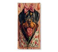 Couverture de porte extérieure de Saint Valentin motif chien Rottweilers 91,4 x 182,9 cm, lettres d'amour, chiot imprimé chiot pour porte d'entrée, décoration d'intérieur pour amoureux