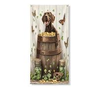 Couverture de porte extérieure de St.Patrick à poil court allemand à poil court 91,4 x 182,9 cm, maison de chiot rustique pour porte d'entrée, sortie, décoration d'intérieur et de porche imprimée