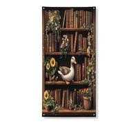 Couverture de porte extérieure de volaille de canard printanier, 91,4 x 182,9 cm, bibliothèque à fleurs, maison d'animaux, bannière de porte d'entrée et de sortie, décoration amusante imprimée