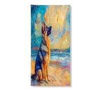 Couverture de porte extérieure d'été en forme de chien berger allemand 91,4 x 182,9 cm, maison de chiot côtier pour porte d'entrée, décoration de porche d'intérieur