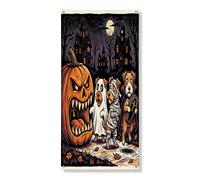 Couverture de porte extérieure d'Halloween citrouille Lakeland Terrier 91,4 x 182,9 cm, maison hantée, bannière de porte d'entrée, décoration effrayante pour la maison et le porche