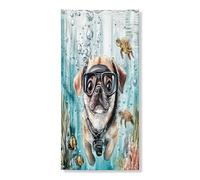 Couverture de porte extérieure en forme de carlin d'été 91,4 x 183 cm, maison de chiot nautique de l'océan et de la mer, bannière de porte d'entrée et de sortie, décoration amusante imprimée animal de