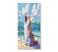Couverture de porte extérieure en forme de chien Corgi d'été 91,4 x 183 cm, chiot côtier de plage, bannière d'entrée, décoration d'intérieur pour porche