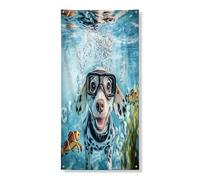 Couverture de porte extérieure en forme de chien dalmatien d'été 91,4 x 183 cm, maison de chiot nautique de mer de l'océan Bannière pour porte d'entrée ou de sortie, décoration amusante imprimée