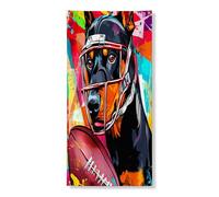 Couverture de porte extérieure en forme de chien Doberman 91,4 x 182,9 cm, motif chiot de rugby de football américain, bannière de porte d'entrée et de sortie, décoration d'intérieur amusante pour