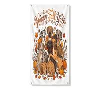 Couverture de porte extérieure en forme de chien dogue allemand 91,4 x 183 cm, chiot empilé d'automne bizarre maison avant et arrière, décoration de porte d'entrée, feuille d'érable, décoration