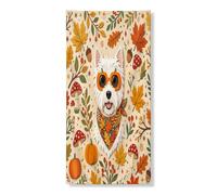 Couverture de porte extérieure en forme de chien Fall Westie 91,4 x 182,9 cm - Décoration de porte d'entrée et de sortie - Feuille d'érable - Décoration d'intérieur et de porche
