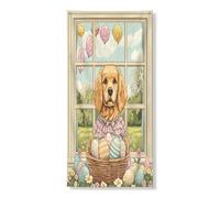 Couverture de porte extérieure en forme de chien Golden retriever, 91,4 x 182,9 cm, chiot Victoria Country - Bannière pour porte d'entrée et de sortie - Décoration imprimée pour maison de ferme