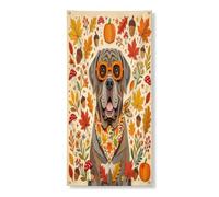 Couverture de porte extérieure en forme de chien mâtin néopolitain d'automne 91,4 x 182,9 cm - Décoration de porte d'entrée et de sortie - Feuille d'érable - Décoration d'intérieur et de porche