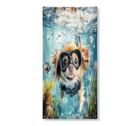 Couverture de porte extérieure en forme de chien pékinois d'été 91,4 x 182,9 cm, maison nautique de chiot maritime pour porte d'entrée ou de sortie, décoration amusante imprimée animal de compagnie