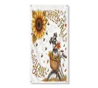 Couverture de porte extérieure en forme de chien schnauzer d'automne aquarelle 91,4 x 183 cm, motif tournesol, bannière de porte avant et arrière, décoration d'intérieur cool pour porche