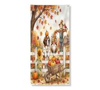 Couverture de porte extérieure en forme de chien St. Bernard d'automne 91,4 x 183 cm, nain d'automne de ferme, bannière de porte d'entrée, de sortie, d'épouvantail, décoration d'intérieur pour porche
