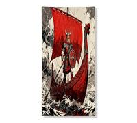 Couverture de porte extérieure esthétique Viking 91,4 x 183 cm, maison nautique vintage, bannière de porte d'entrée et de sortie, décoration de porche à imprimé cool pour la maison et l'intérieur
