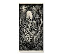 Couverture de porte extérieure gothique Halloween Cairn Terrier 91,4 x 183 cm, squelette gothique effrayant pour porte avant et arrière, décoration de porte d'entrée, décoration d'intérieur effrayante