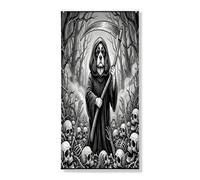 Couverture de porte extérieure gothique Halloween Cavalier King Charles Spaniel Dog 91,4 x 182,9 cm, maison d'horreur gothique, bannière de porte d'entrée et de sortie, décoration effrayante imprimée