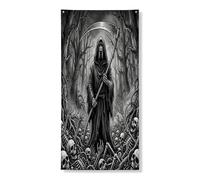 Couverture de porte extérieure gothique Halloween Dogue allemand 91,4 x 182,9 cm, gothique effrayant horreur tête de mort maison avant arrière Bannière de porte d'entrée Sortie Décor imprimé effrayant