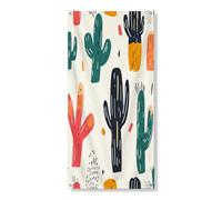 Couverture de porte extérieure motif cactus aquarelle 91,4 x 182,9 cm, bannière botanique occidentale amusante pour porte d'entrée, décoration de porche d'intérieur Sud-Ouest