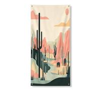 Couverture de porte extérieure motif cactus tropical occidental, 91,4 x 183 cm, maison succulente du désert vintage pour porte d'entrée, décoration de porche d'intérieur imprimée rétro sud-ouest