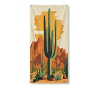 Couverture de porte extérieure motif cactus tropical occidental, 91,4 x 183 cm, motif botanique du désert, bannière de porte d'entrée, de sortie, décoration rétro pour intérieur et porche