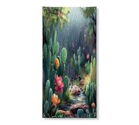 Couverture de porte extérieure motif cactus tropical occidental, 91,4 x 183 cm, paysage succulent amusant, bannière de porte avant et arrière, décoration de porte d'entrée et de sortie, paysage du
