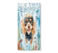 Couverture de porte extérieure motif chien gribouillage doré d'été 91,4 x 183 cm, maison de chiot nautique de mer de l'océan Bannière de porte d'entrée et de sortie, décoration amusante imprimée