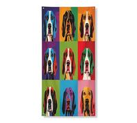 Couverture de porte extérieure Pop Art Basset Hound Dog 91,4 x 182,9 cm, motif chiot abstrait funky amusant pour porte d'entrée, décoration de porche d'intérieur