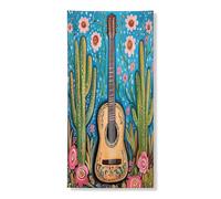 Couverture de porte extérieure psychédélique de cactus occidental 91,4 x 183 cm, fantastique sud-ouest botanique imprimée botanique pour porte d'entrée, décoration amusante et cool pour la maison