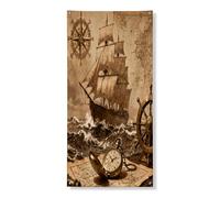Couverture de porte extérieure vintage nautique de 91,4 x 182,9 cm, motif carte au trésor, bannière de porte avant et arrière, décoration d'intérieur et de porche