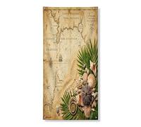 Couverture de porte extérieure vintage nautique oursin de mer 91,4 x 183 cm, plage tropicale côtière, maison de vie marine avant et arrière, bannière de porte d'entrée, décoration de porche intérieure