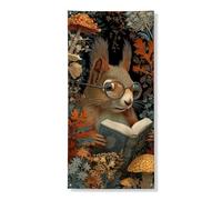 Couverture de porte fantaisie écureuil - Bannière décorative - Forêt d'automne - Art animal de lecture pour l'automne - Décoration d'intérieur et d'extérieur - Toile de fond de vacances - 91,4 x 183