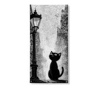 Couverture de porte fantaisie pour chat - Bannière décorative vintage - Motif lanterne chat - Décoration de porte d'entrée - Intérieur ou extérieur - Décoration d'Halloween à suspendre - Fournitures