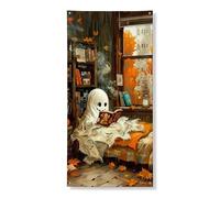 Couverture de porte fantôme d'Halloween décorative, esprit d'automne confortable, décoration d'intérieur et d'extérieur, fournitures de festival d'automne 91,4 x 183 cm