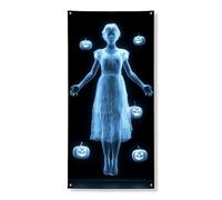 Couverture de porte fantôme d'Halloween - Motif esprit éthéré effrayant - Décoration d'intérieur et d'extérieur - Fournitures de fête de festival - 91,4 x 183 cm