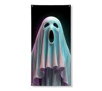 Couverture de porte fantôme effrayant - Bannière décorative - Motif esprit éthéré hanté - Décoration d'intérieur et d'extérieur - 91,4 x 183 cm