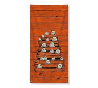Couverture de porte fantômes d'Halloween - Bannière décorative - Motif esprits de dessin animé effrayants - Décoration de porte d'entrée d'intérieur ou d'extérieur - Fournitures de vacances d'automne